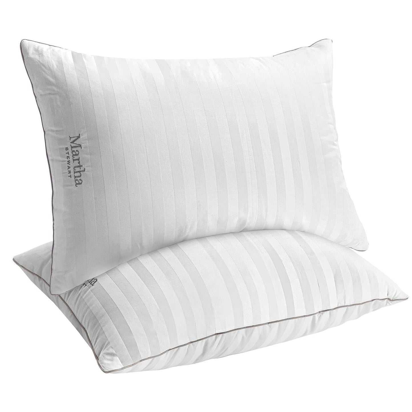 Dluxe Ave. ( QUEEN ) Martha Stewart Pillows, Set of 2, { MED./ FIRM } Luxury Hotel Quality 500 Thread Count 20 x 28 inches, White
