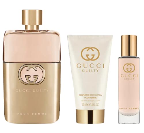 Dluxe Ave. Gucci Guilty 3 Piece Hardbox Gift Set for Women (3 Ounce Eau de Parfum Spray + 1.6 Ounce Perfumed Body Lotion + 0.5 Ounce Eau de Parfum Travel Spray)