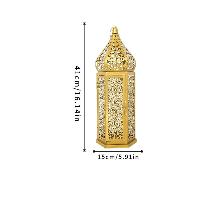Moroccan Iron Candle Lantern Retro Portable Decor