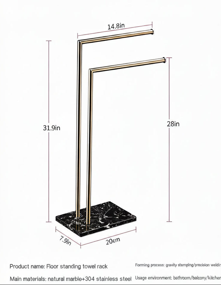 Dluxe Ave. Marble Freestanding Towel Rack for Bathroom Storage