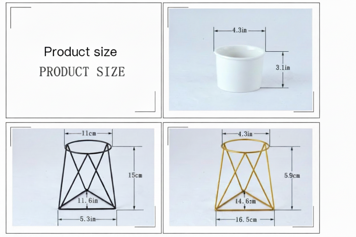 Dluxe Ave. Nordic Triangle Ceramic Planter with Iron Stand Set