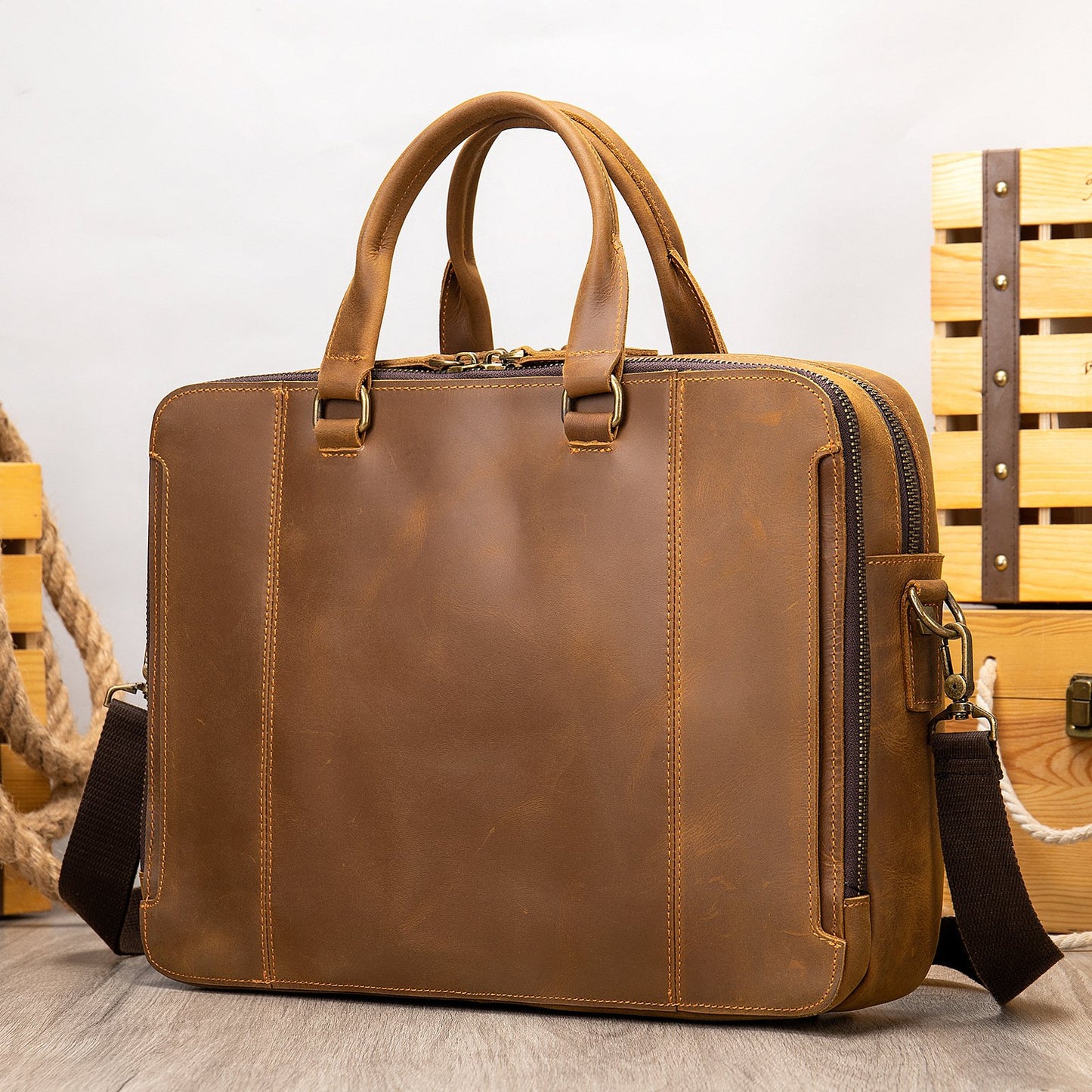 Dluxe Ave. Genuine Leather Business Briefcase