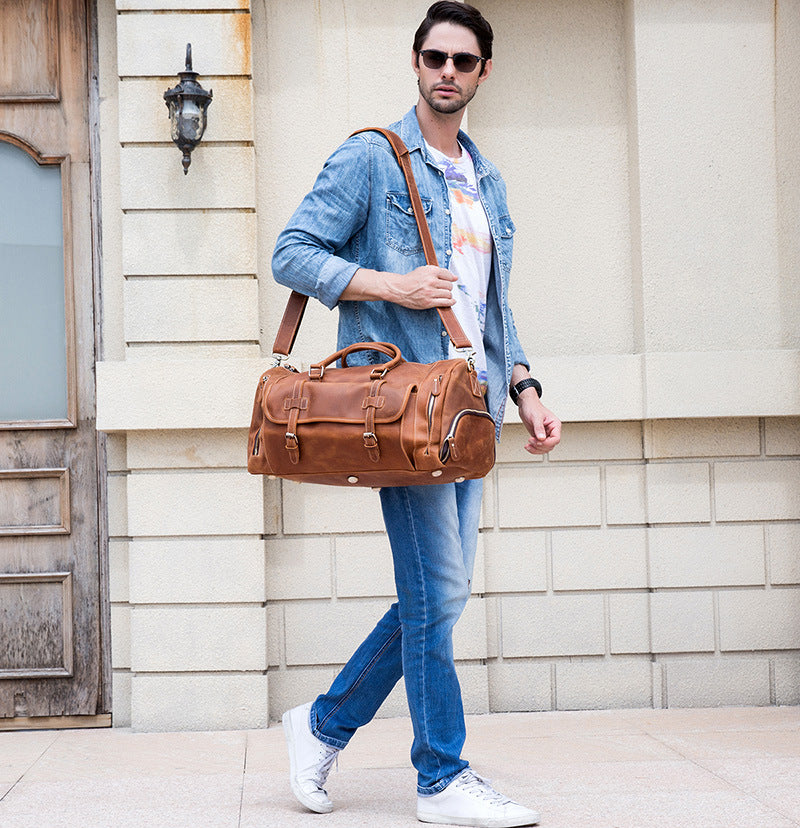 Dluxe Ave.  Genuine Leather Travel Duffle Bag