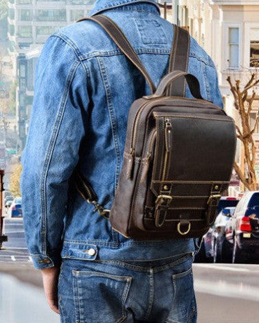 Dluxe Ave. Genuine Leather Travel Backpack