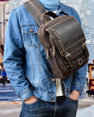 Dluxe Ave. Genuine Leather Travel Backpack