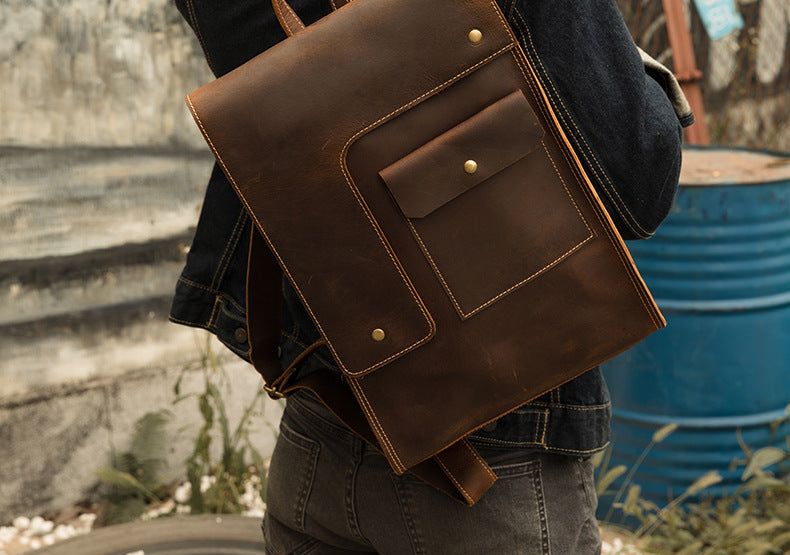 Dluxe Ave. Genuine Leather Travel Backpack