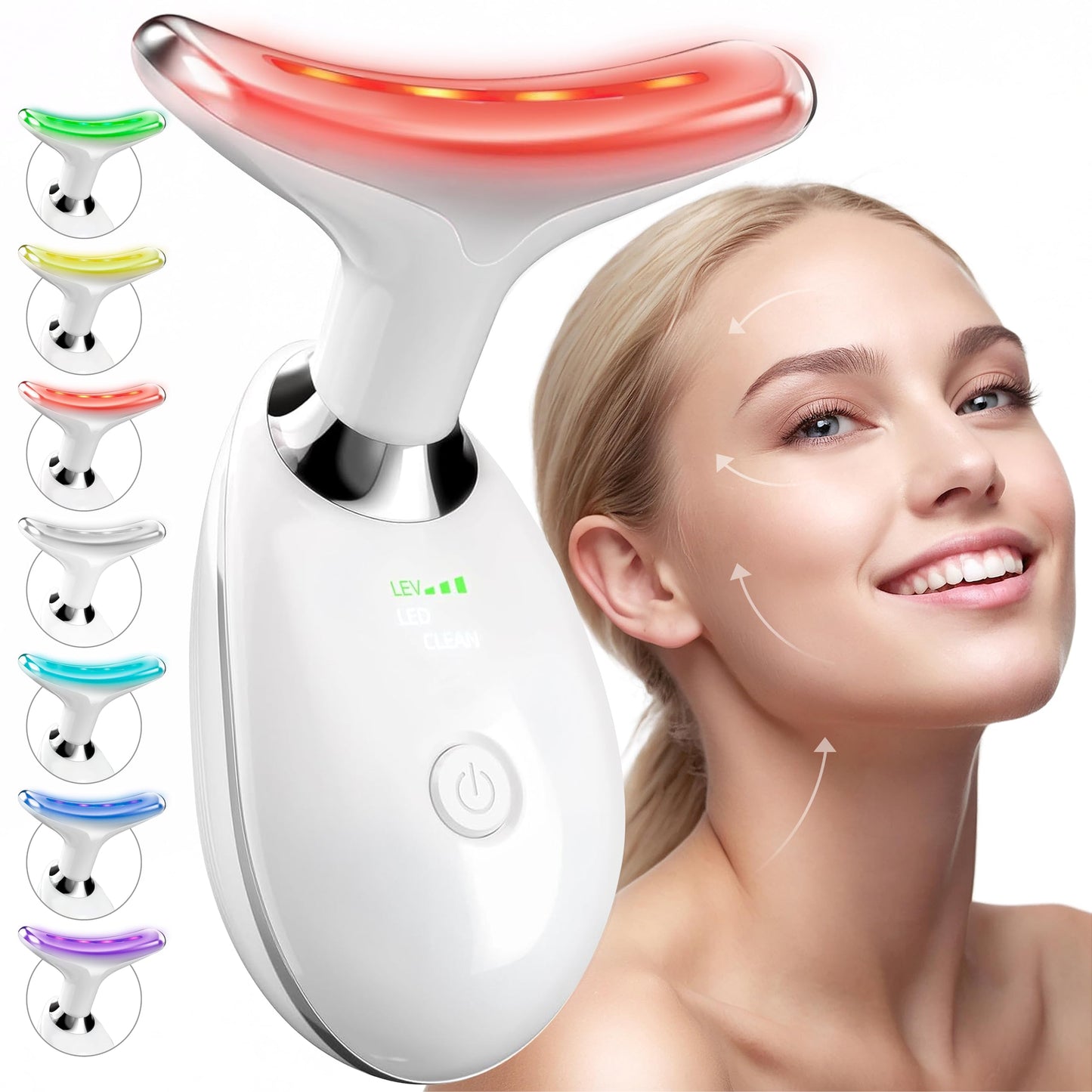 Dluxe Ave.  Face Neck Device Facial Massager/ Facial Tools 7-in-1 L-E-D Colors