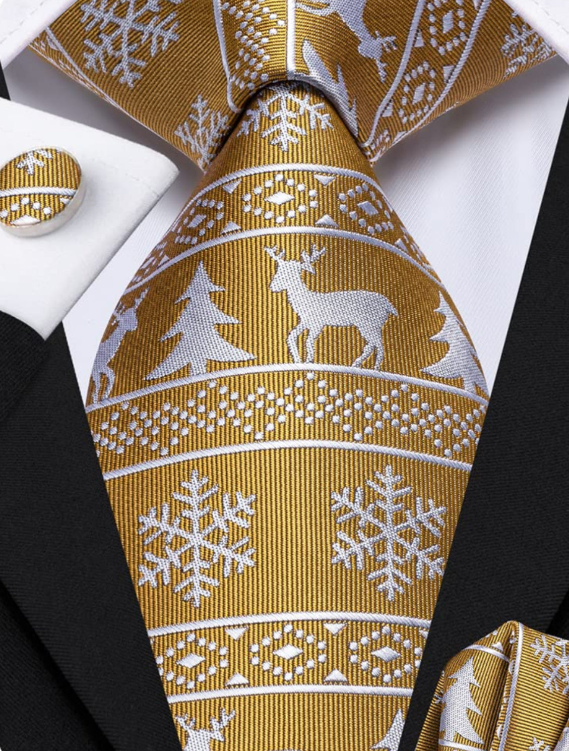 Dluxe Ave. Silk Ties for Men Green Red Black Mens Ties Set Dark Gold