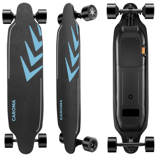 Dluxe Ave. Electric Skateboard with Remote 1200W Electric Longboard 28 Mph Top Speed & 16 Miles Range Max Load 300lbs Safety Luminous Sandpaper Suitable for Adults & Teens Beginner (Blue)