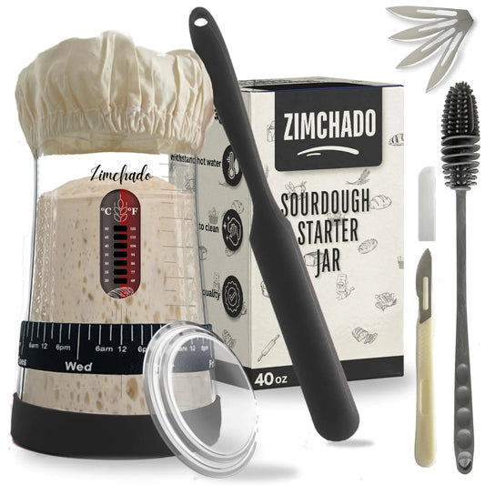 Dluxe Ave. Zimchado Sourdough Starter Kit 40 Oz Real Glass  Sourdough Bread baking Supplies (Black) (OUT OF STOCK)