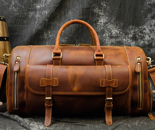 Dluxe Ave.  Genuine Leather Travel Duffle Bag