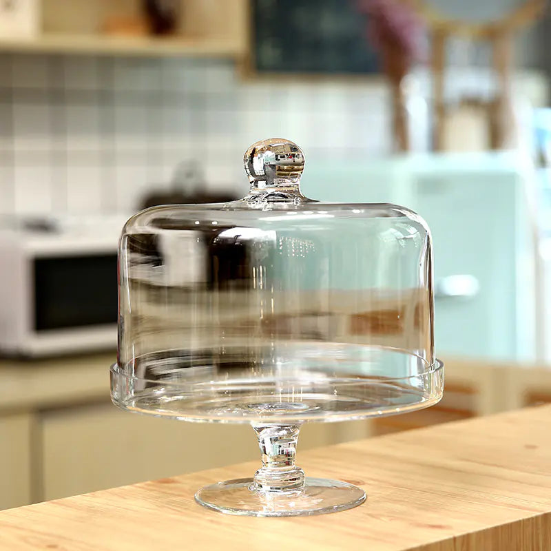 Dluxe Ave. Large Glass Cake Tray with Transparent Dust Cover