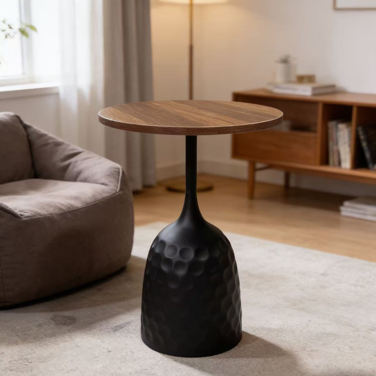 Medieval Solid Wood Round Side Table