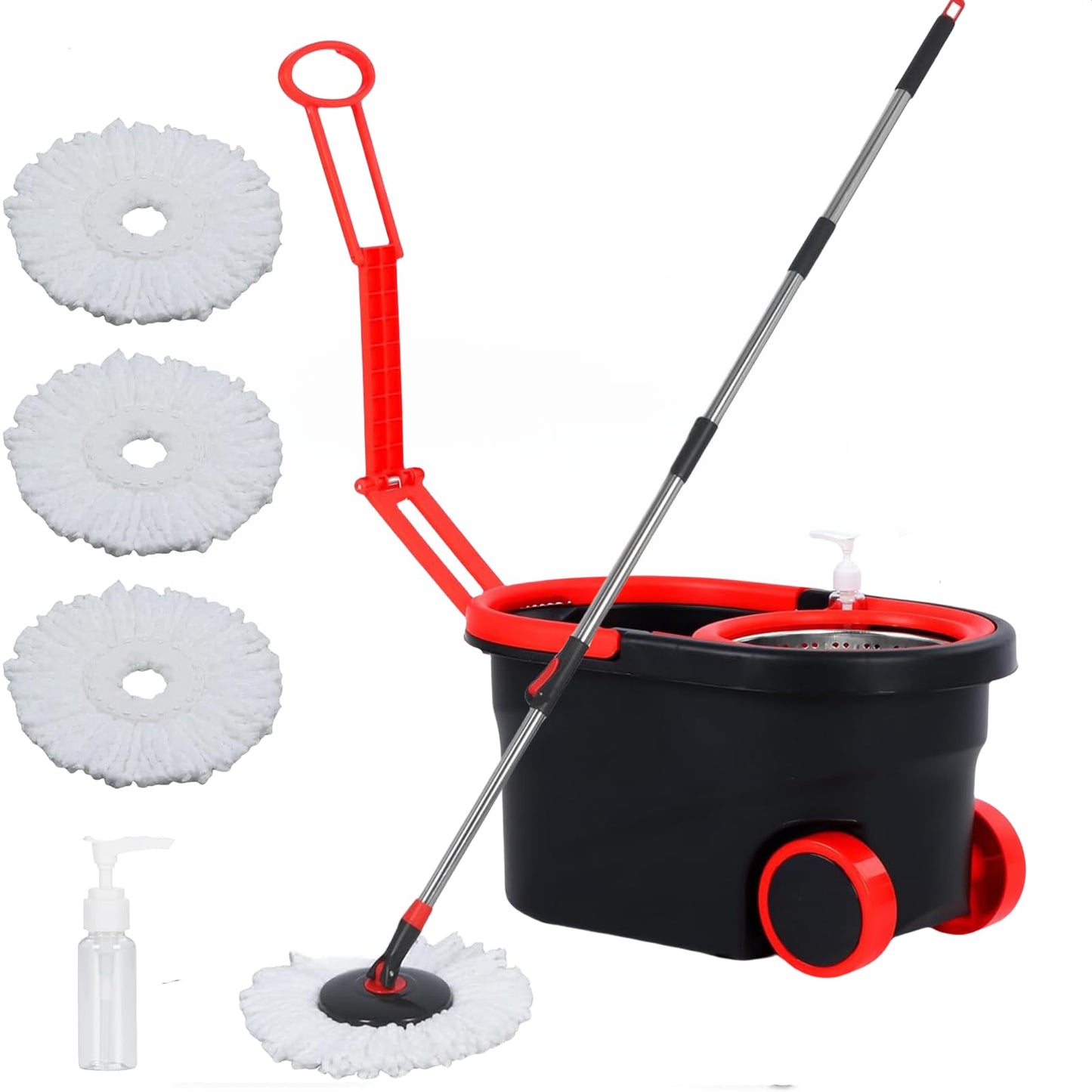 Dluxe Ave. Spin Mop and Bucket with Wringer Set on Wheels/ Stainless Steel Adjustable Handle