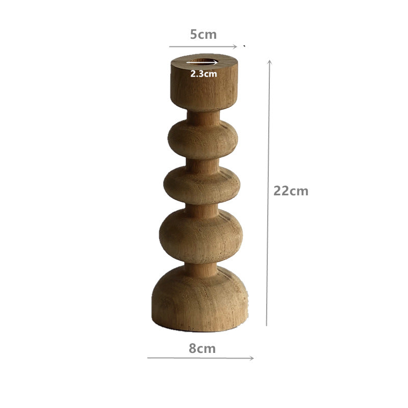 Handmade Carbonized Wood Candlestick Desktop Decor