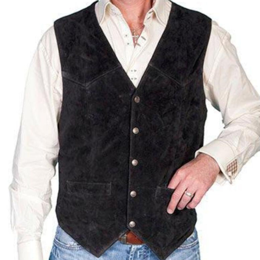 Dluxe Ave. (3X- LARGE TALL) Suede Vest Black