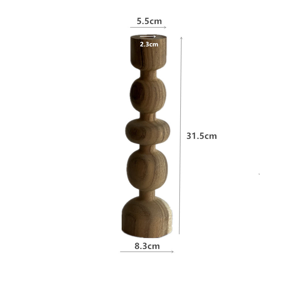 Handmade Carbonized Wood Candlestick Desktop Decor