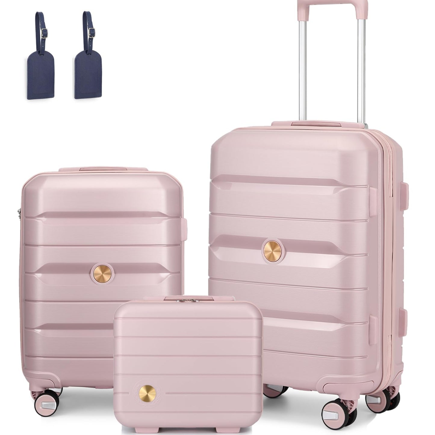 Dluxe. Ave. Luggage Sets 3 Pcs/ Hard Shell Polypropylene/ TSA Lock/ Spinner Wheels/ Nude Pink