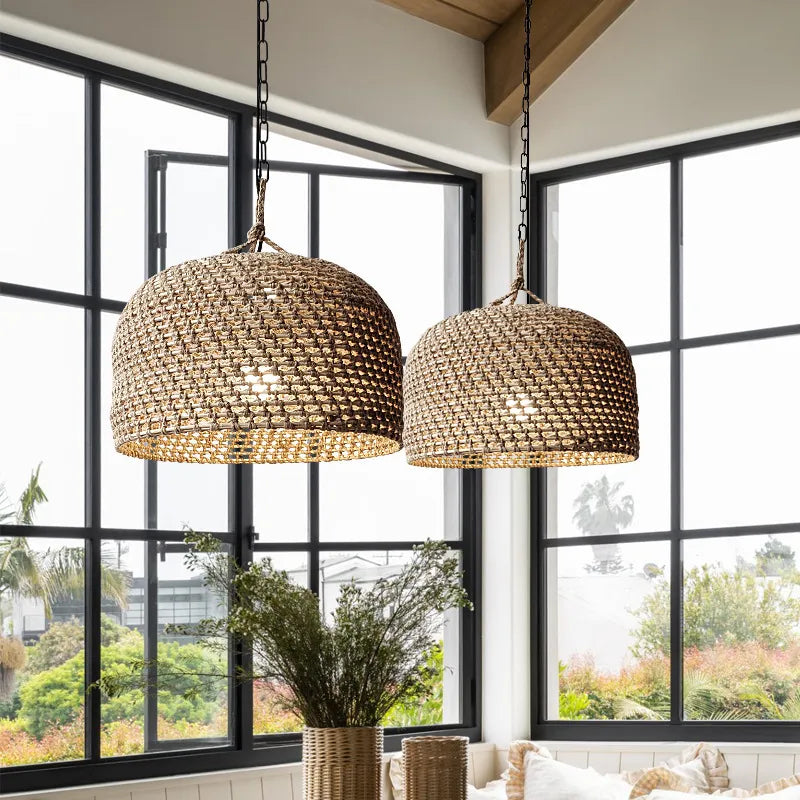 Dluxe Ave. Vintage Hotel Homestay Bedroom Light Hemp Rope Woven Zen Tea Room