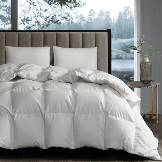 Dluxe Ave. ( KING) Hotel White Goose Down Fiber Comforter, All Season Hotel Collection Duvet Insert/ White