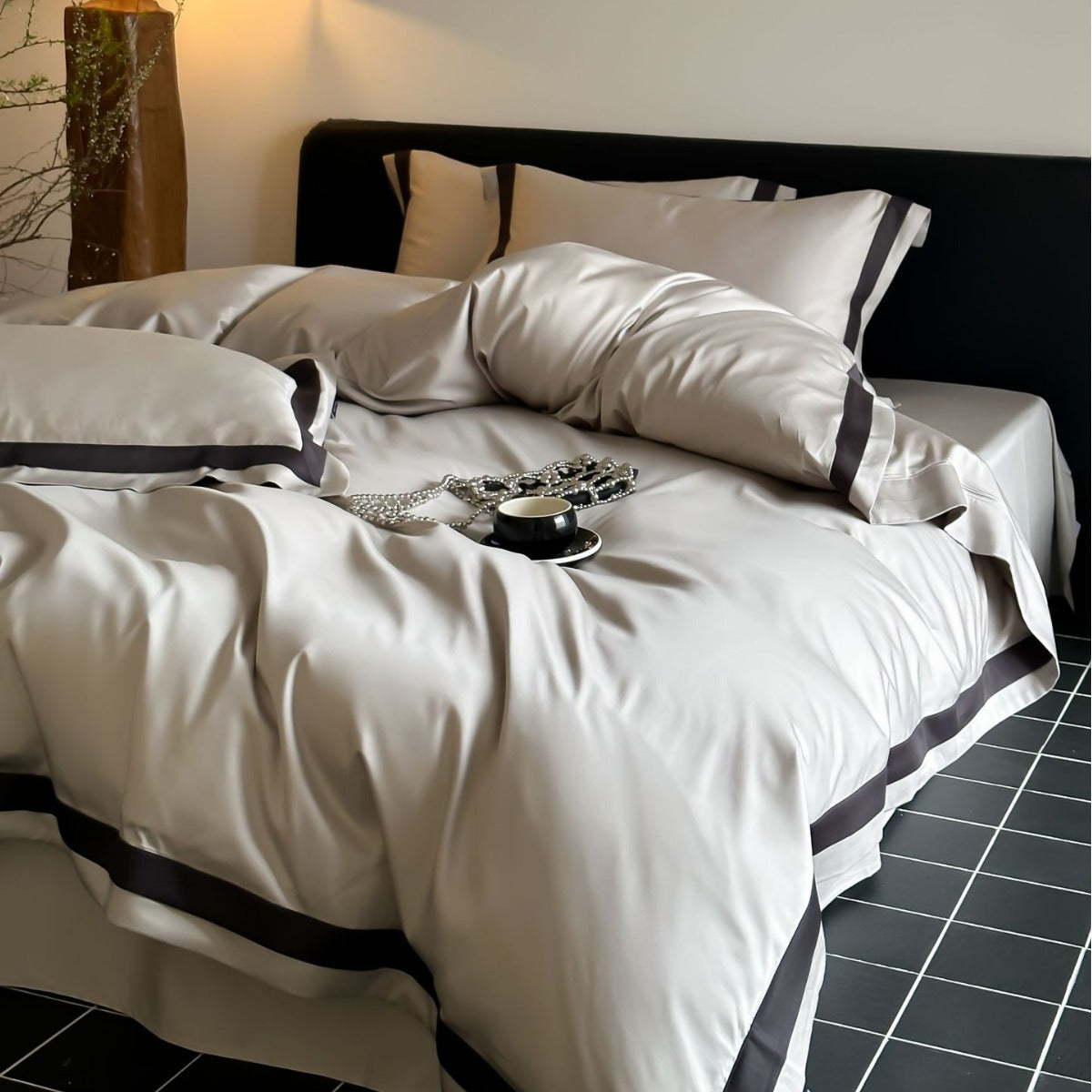 Luxury Tencel Cotton Bed Sheet Set/ Flat Bed sheet 1  Pillowcase 2  {Duvet cover}1
