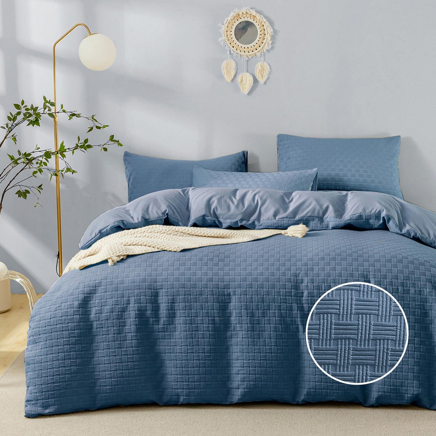 Dluxe Ave. ( KING ) 3 Pcs {Duvet Cover}, Soft and Breathable, Blue