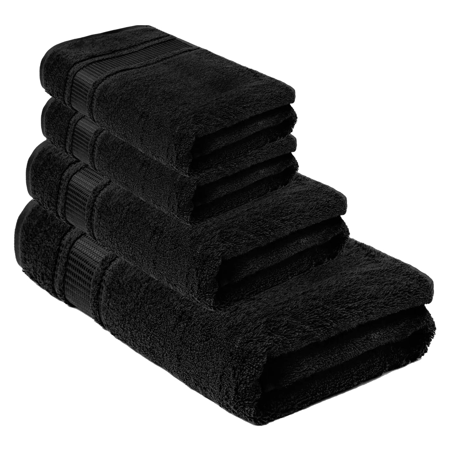 Dluxe Ave. TURKISH BATH TOWEL SET/ Cotton Soft/ 8 Piece (Jet Black)
