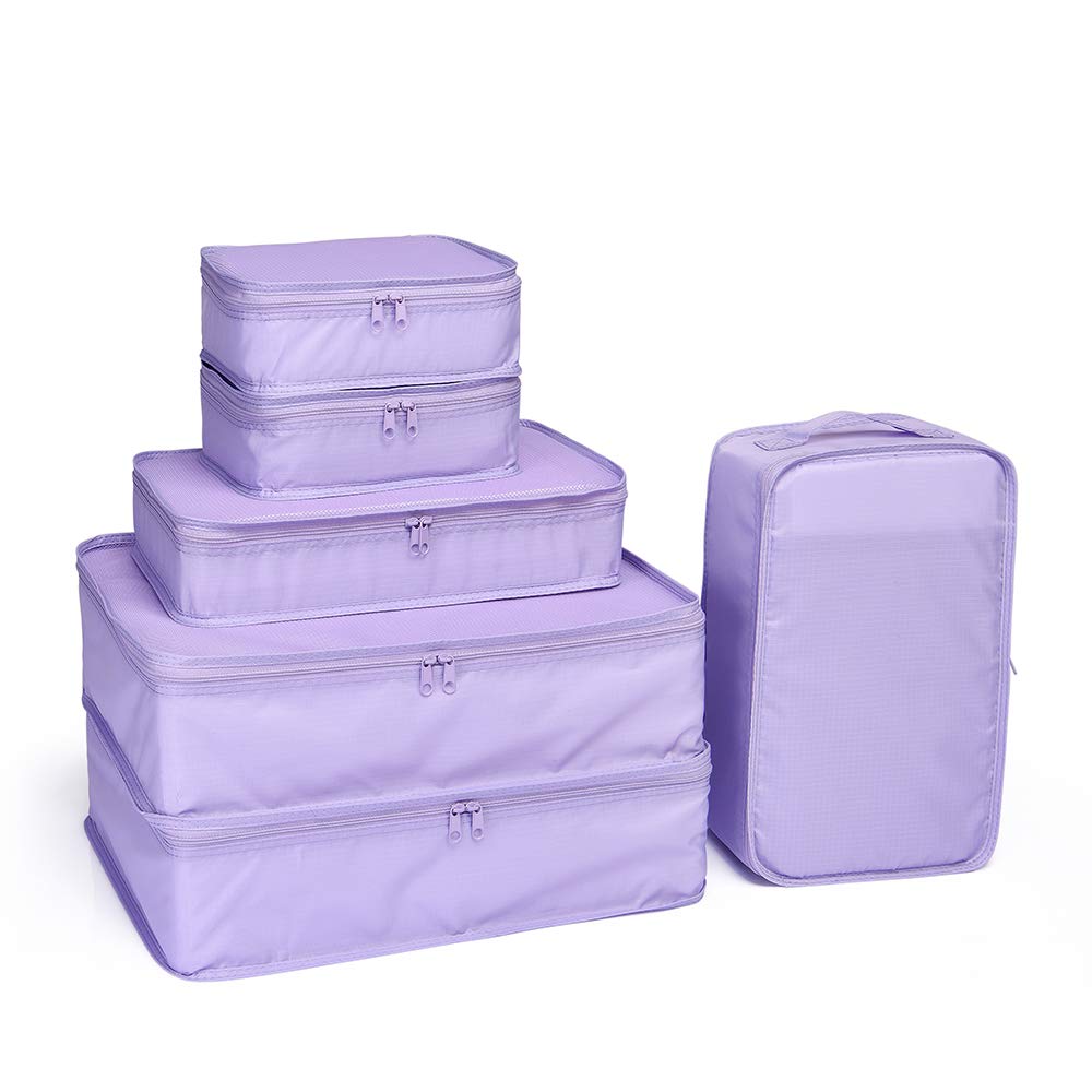 Dluxe Ave. Travel Packing Organizers with Shoe Bag/ Purple