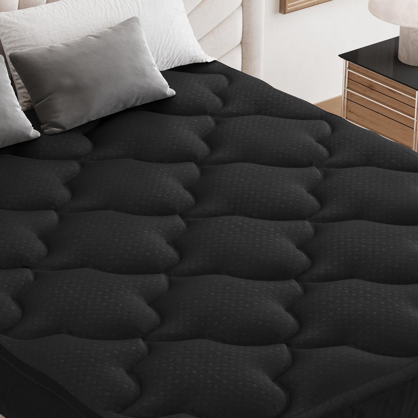 Dluxe Ave. ( CAL./ KING ) Pillow Top Mattress Topper, Black