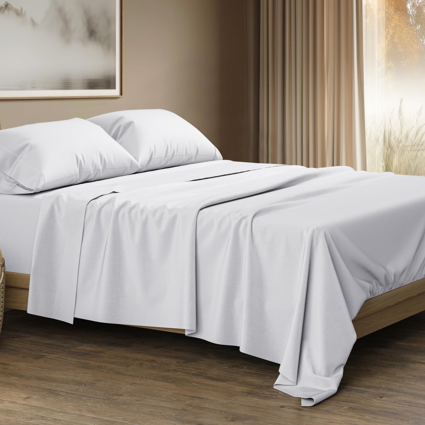 Dluxe Ave. ( CALI./ KING ) 4 Pcs 100% Egyptian Cotton Sheet Set/ 1500 Thread Count/ Egyptian Cotton Soft/ White