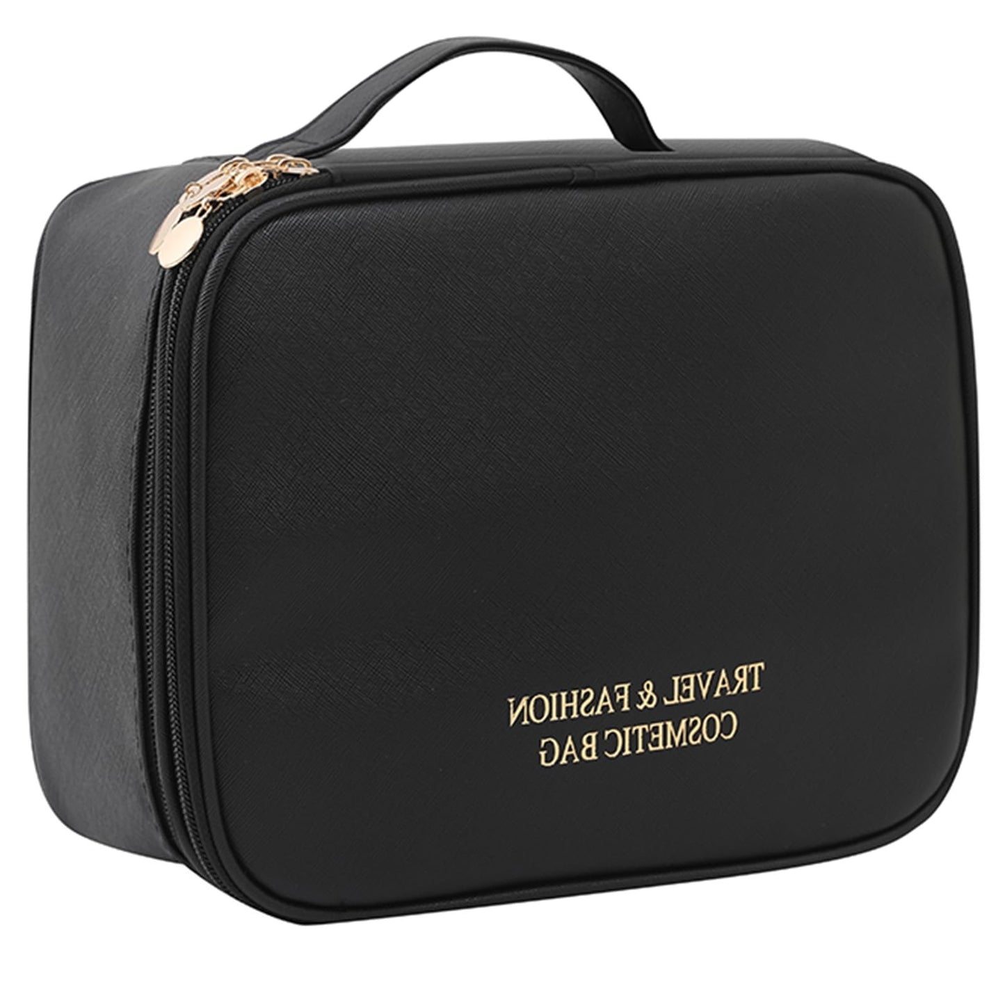 Dluxe Ave. Large Capacity Makeup Bag Double with Removable Divider/ Black