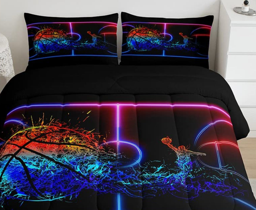 Dluxe Ave. ( FULL ) 3Pcs Comforter Set/ Red Blue & Black