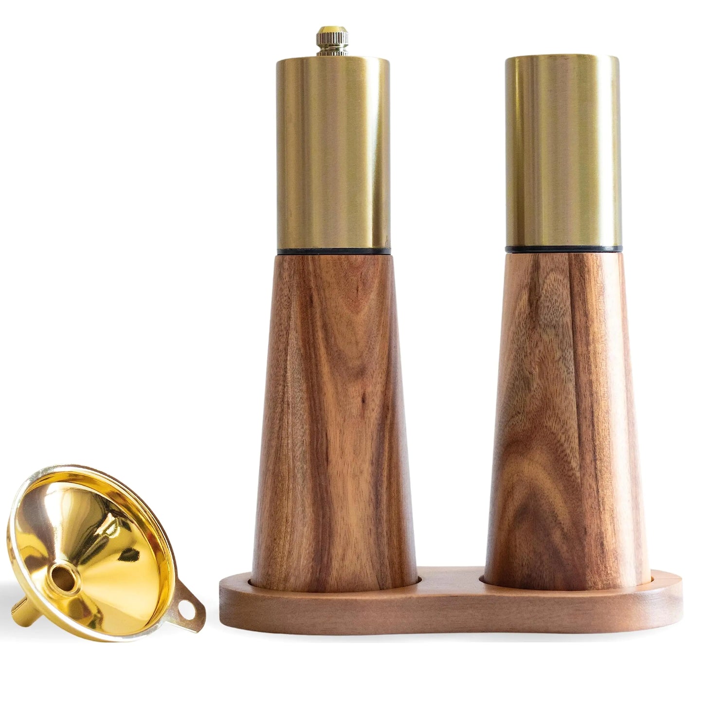 Dluxe Ave. KOCHIRAKOSO Gold Salt Shaker and Pepper Grinder SetStainless Steel Manual Salt Shaker and Pepper Mill