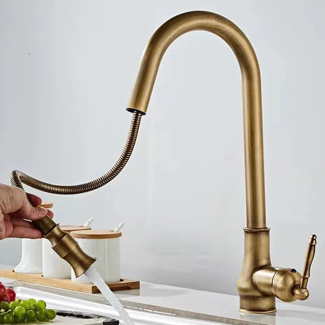 Dluxe Ave. Copper Pull-Down Antique Kitchen Sink Faucet