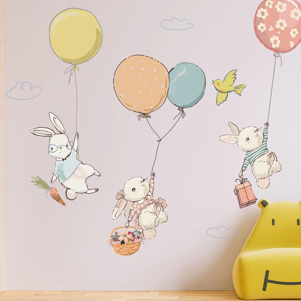 Dluxe Ave. Rabbit Balloon Bird Wall Stickers for Kids' Rooms