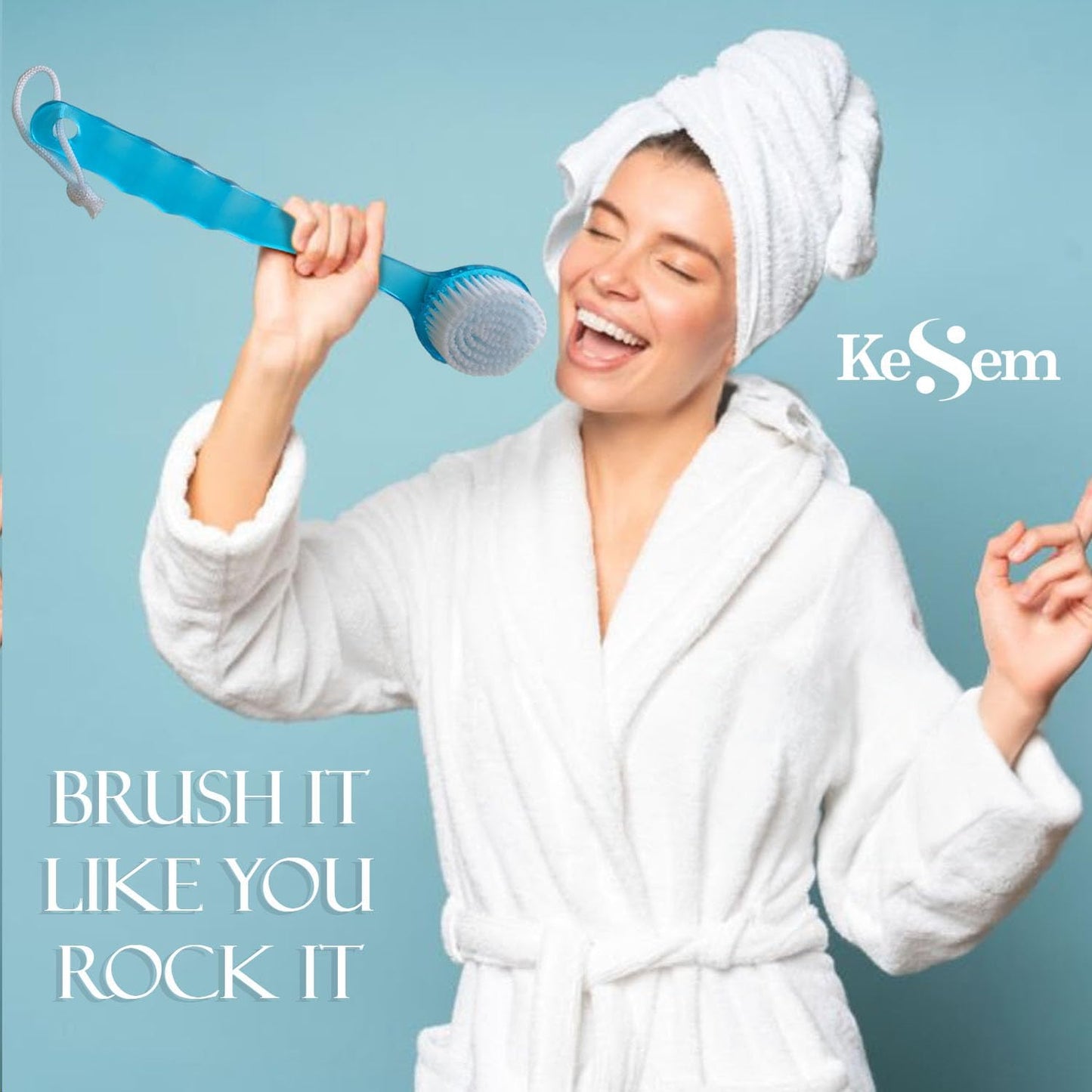 Dluxe Ave. Shower Brush with 14 inch Long Handle/ Soft Bristles Full Body Skin Exfoliator/ 2 Pack