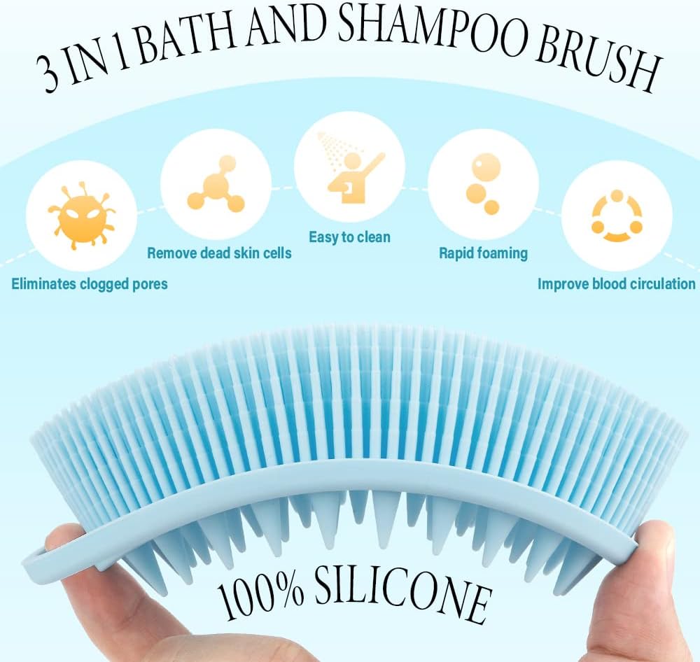 Dluxe Ave. 2 in 1 Silicone Body Scrubber/ Shampoo Brush 3 Pack