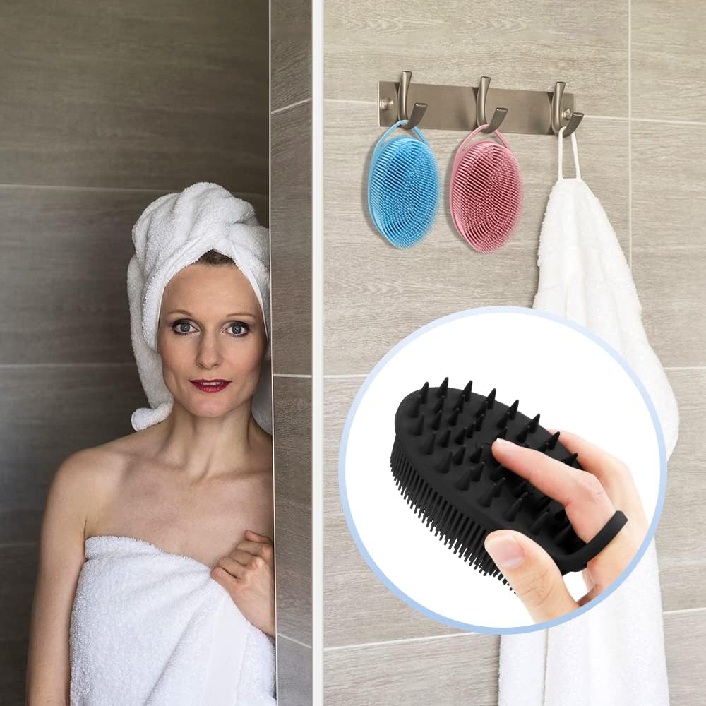 Dluxe Ave. 2 in 1 Silicone Body Scrubber/ Shampoo Brush 3 Pack