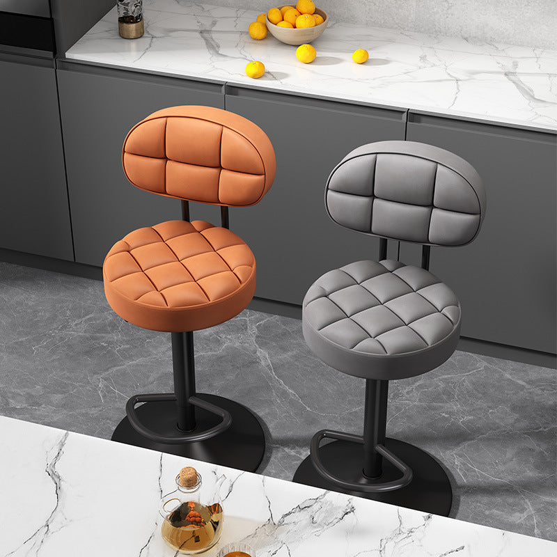 Adjustable Height Swivel Bar Stool with Backrest
