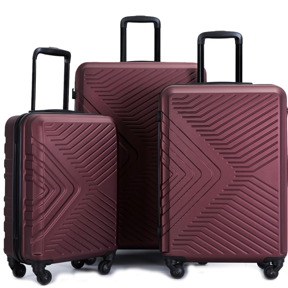 Dluxe Ave. Luggage Sets Expandable Hardside/3 Pcs/ Spinner Wheels/ TSA Lock/(Burgundy)