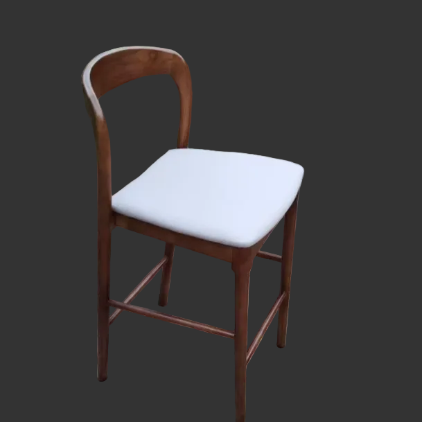 Modern Solid Wood Bar Stool with Backrest