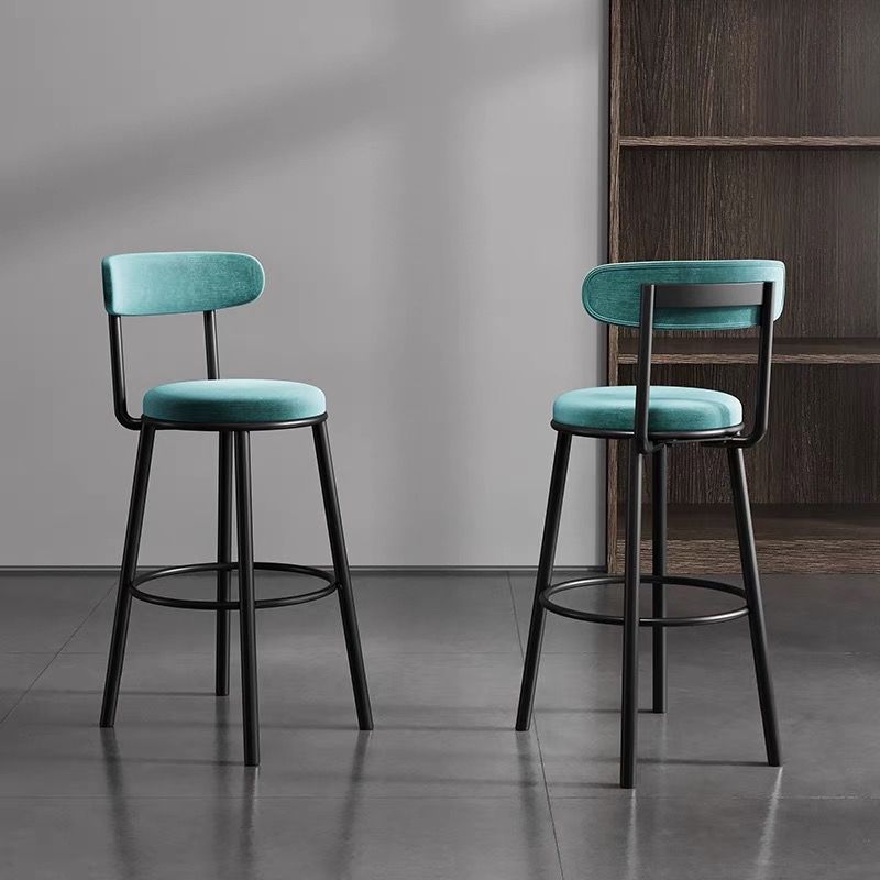 Nordic Velvet Bar Stool with Backrest