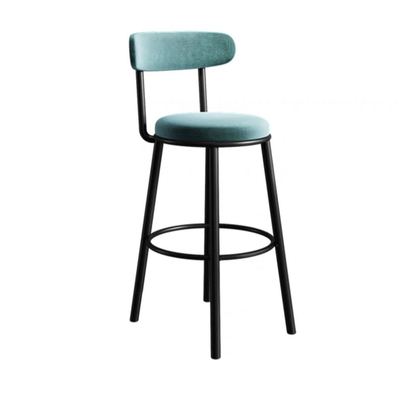 Nordic Velvet Bar Stool with Backrest