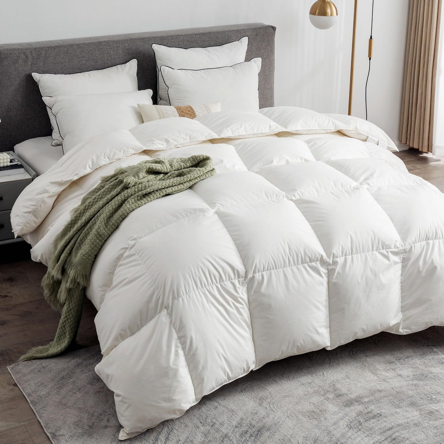Dluxe Ave. ( TWIN ) Feathers & Down Comforter Organic Duvet Insert 100% Cotton/ Feathers and 350 FP Down 420Z Filler All Season/ White