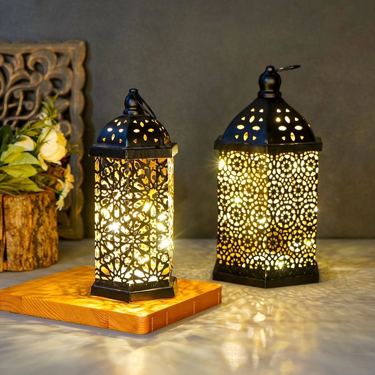 Retro Moroccan LED Lantern for Home Decor