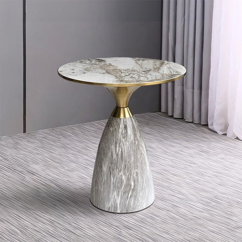 French Luxury Round Coffee Table Italian Style Living Room Side Table Rock Plate Small Round Table