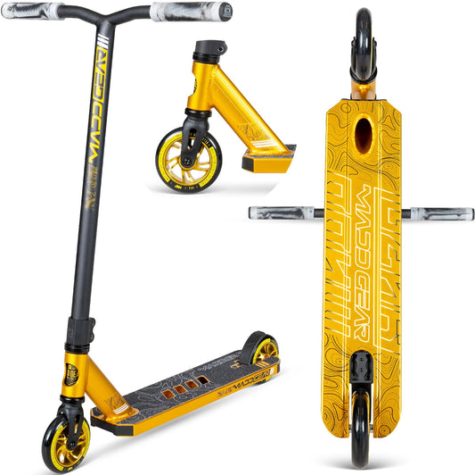Dluxe Ave. Madd Gear Carve Elite Complete Trick Scooter/ Aircraft Grade Aluminum/ Stunt Scooter/  Best Pro Scooter/  Gold&Black