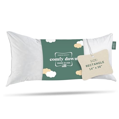 Dluxe Ave. ( KING ) Down Decorative Throw Pillow, Insert Down and Feather, 100% Cotton Cover, 233 Thread Count  (14 X 36)