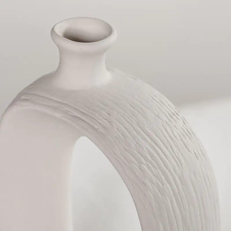 Dluxe Ave. Modern White Ceramic Dried Flower Vase for Home Decor