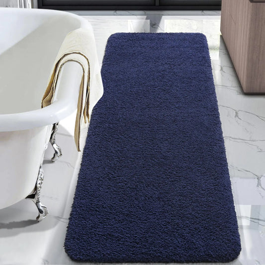 Dluxe Ave. Bathroom Rug Runner 24x60 Inch Soft Thick Absorbent Microfiber Bath Rug for Bathroom, Machine Washable, Shaggy Plush, Non Slip / Navy